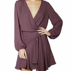 Krisa Tie Waist Surplice Mini Dress